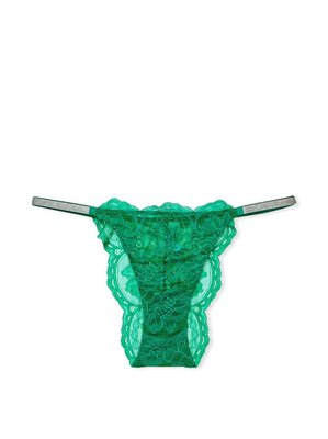 Трусики бразилианы со стразами Lace with Shine Strap Brazilian panty Very Sexy Green  1051 фото