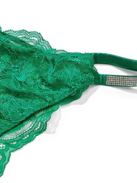 Трусики бразиліани зі стразами Lace with Shine Strap Brazilian panty Very Sexy Green  1051 фото