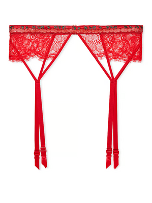 Пояс для панчіх зі стразами Shine Strap Lace Garter Belt Very Sexy Cherry Red 1249 фото