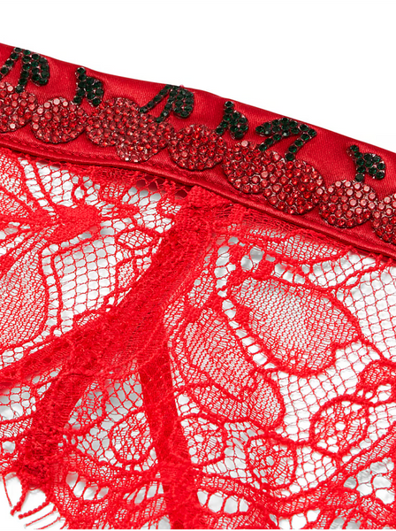 Пояс для чулок со стразами Shine Strap Lace Garter Belt Very Sexy Cherry Red 1249 фото