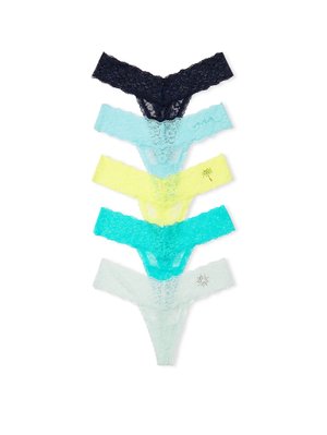 Набір мереживних трусиків стрінгів Victoria's Secret 5-Pack Lace Thong Panties 1223 фото