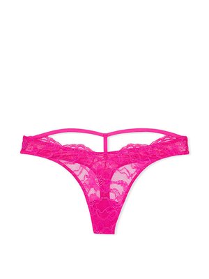 Трусики стрінги зі стразами Shine Strap Cutout Back Lace Thong Panty Very Sexy Fuschia Frenzy 1064 фото