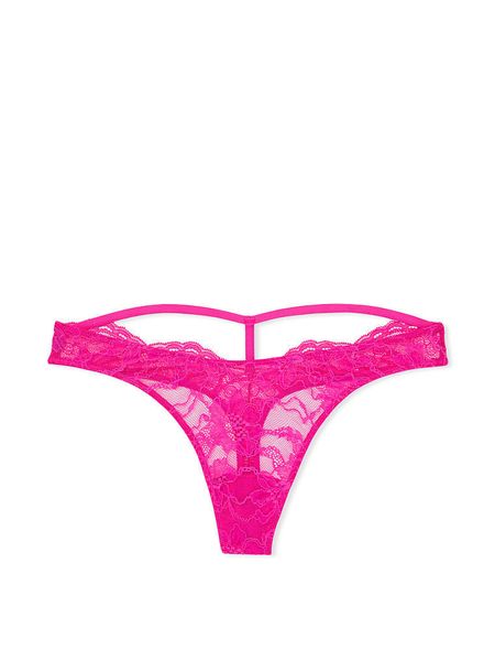 Трусики стрінги зі стразами Shine Strap Cutout Back Lace Thong Panty Very Sexy Fuschia Frenzy 1064 фото