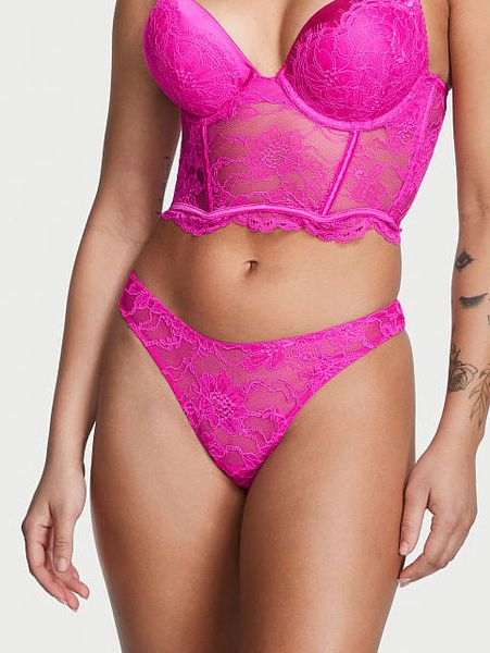 Трусики стрінги зі стразами Shine Strap Cutout Back Lace Thong Panty Very Sexy Fuschia Frenzy 1064 фото