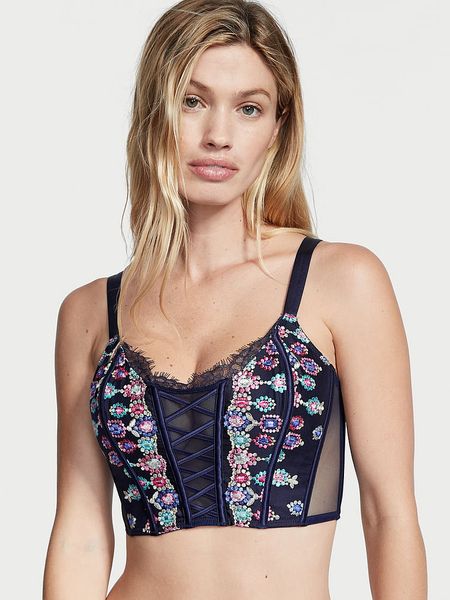 Корсет с вышивкой Unlined Lace-Up Corset Top Dream Angels Noir Navy 1096 фото