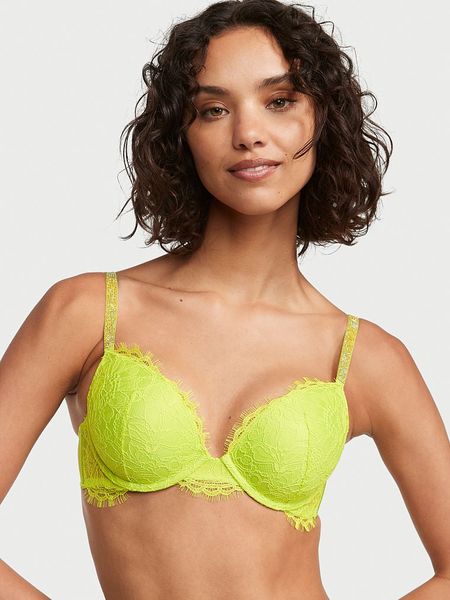 Бюстгальтер Victoria's Secret Shine Chain Strap Lace Push-Up Bra Very Sexy Limelight  1182 фото