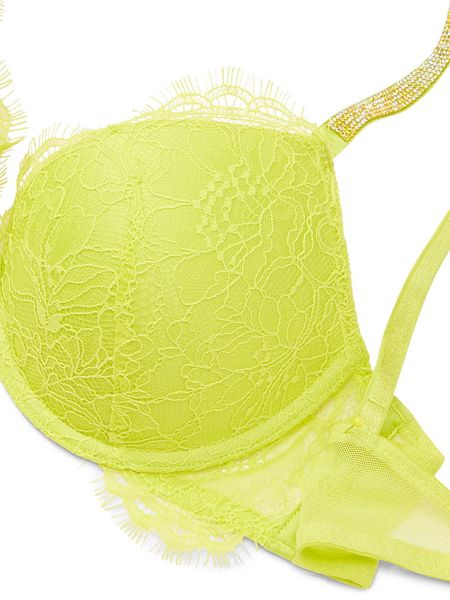 Бюстгальтер Victoria's Secret Shine Chain Strap Lace Push-Up Bra Very Sexy Limelight  1182 фото