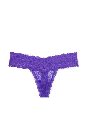 Трусики стрінги мереживні Victoria's Secret PINK Lace Lace-Up Thong Panty Purple Shock 1228 фото