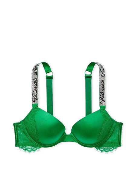 Бюстгальтер Victoria's Secret Shine Chain Strap Lace Push-Up Bra Very Sexy Verdant Green 1180 фото