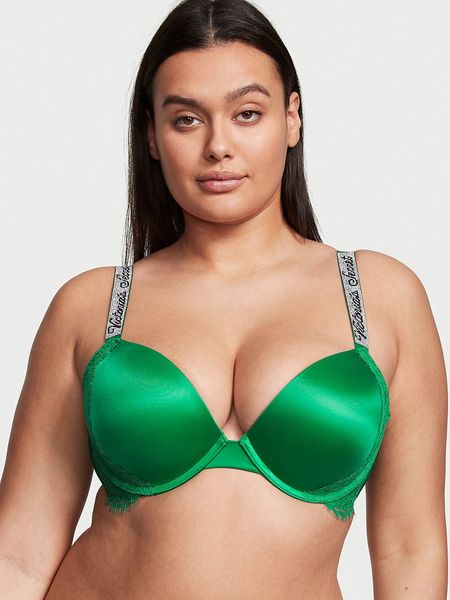 Бюстгальтер Victoria's Secret Shine Chain Strap Lace Push-Up Bra Very Sexy Verdant Green 1180 фото