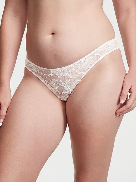 Трусики стрінги з ланцюжками Shine Chain Strap Cutout-Back Lace Thong Panty Very Sexy Coconut White 1086 фото