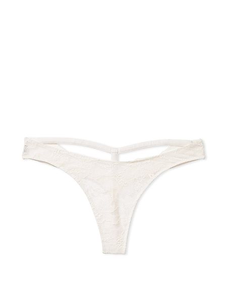 Трусики стрінги з ланцюжками Shine Chain Strap Cutout-Back Lace Thong Panty Very Sexy Coconut White 1086 фото